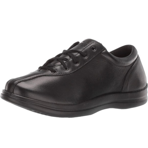 Apex Women's Liv Leather Lace-Up Black Sneaker - Size 7 - Picture 1 of 7